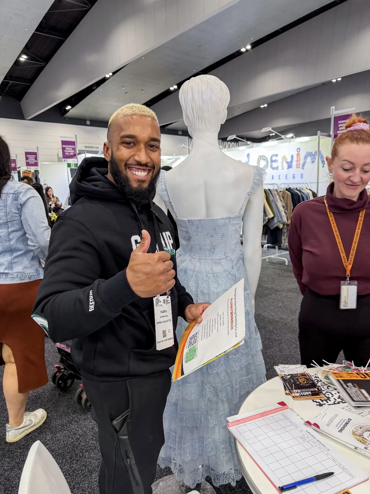 A moment by the apparel display