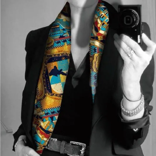 Long Scarf with Figurative Patterns