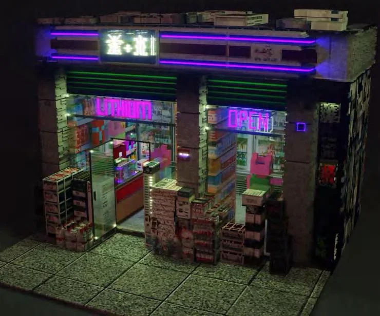 Neon Miniature Street-Corner Shop