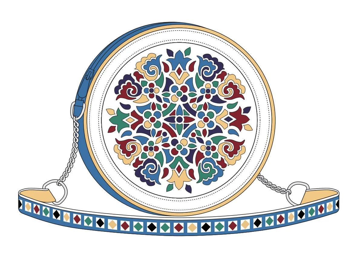 Circular Floral Pattern Shoulder Bag