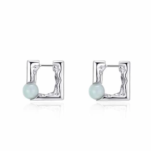Square-Frame and Bead Earrings