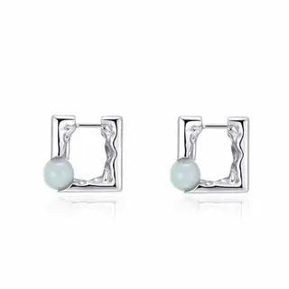 Square-Frame and Bead Earrings