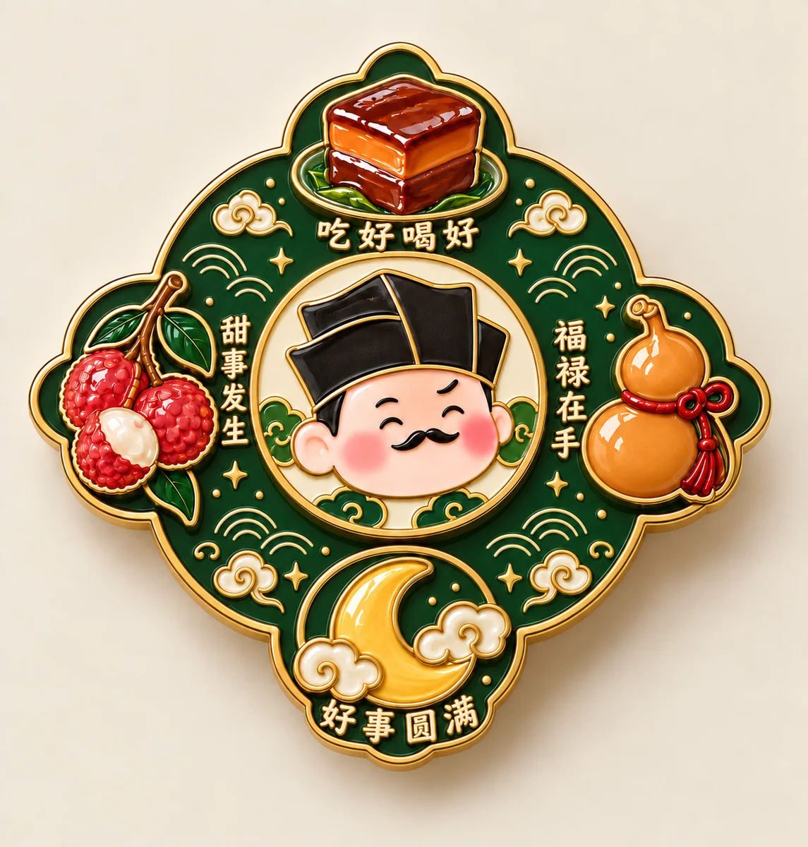 Dongpo Four Wishes Rotating Magnet