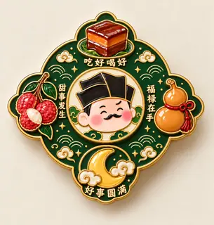 Dongpo Four Wishes Rotating Magnet