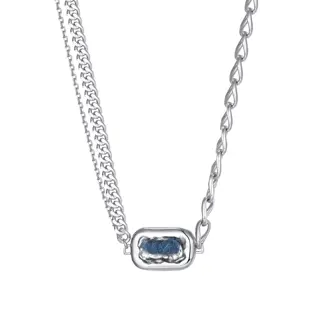 Chain Necklace with Blue Center Detail