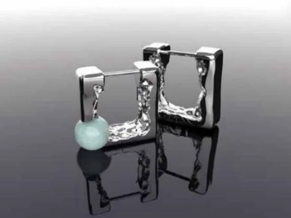 Square-Frame and Bead Earrings